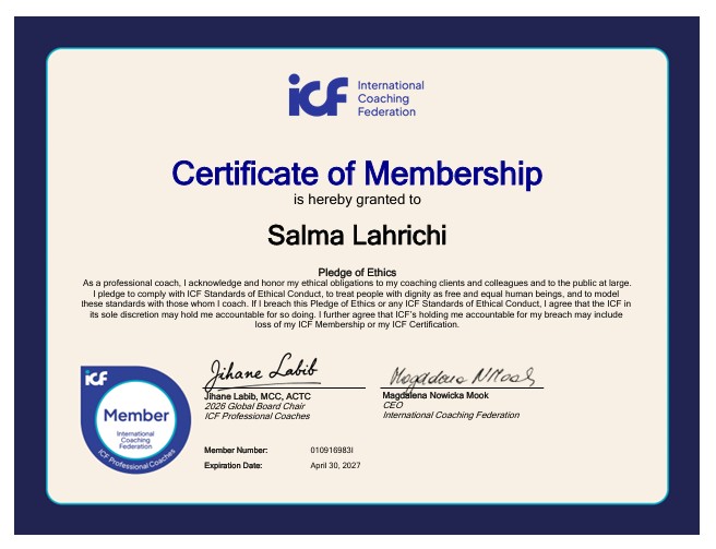Certification ICF Salma Lahrichi